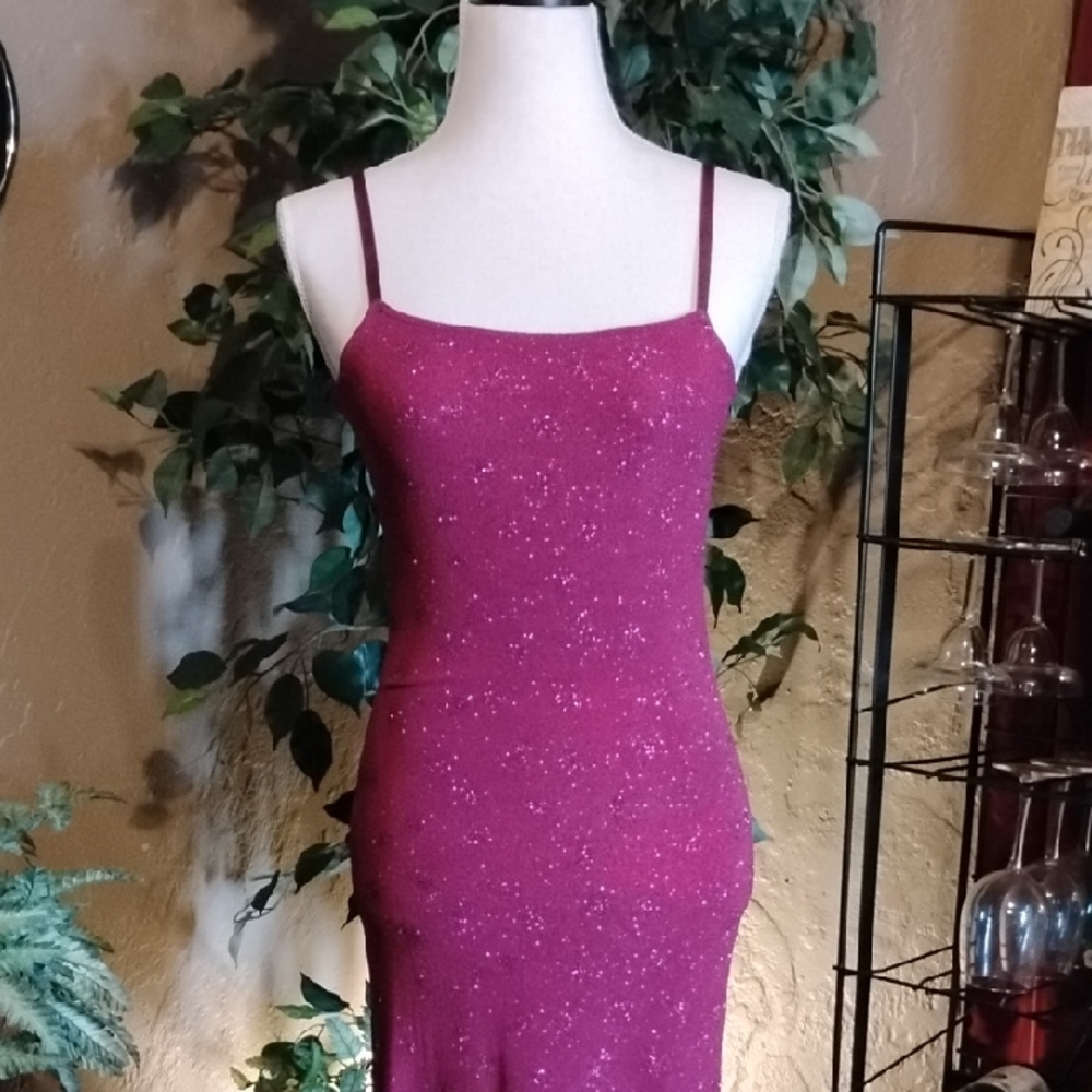 Jodi Kristopher Glittering Magenta Maxi Dress